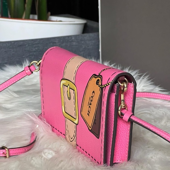 CH181 - Coach Anna Foldover Clutch Crossbody with Trompe L'oeil Print - Picture 3 of 12